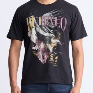 Takuma Men's Graphic Eagle Print T-Shirt. Black - BM24506