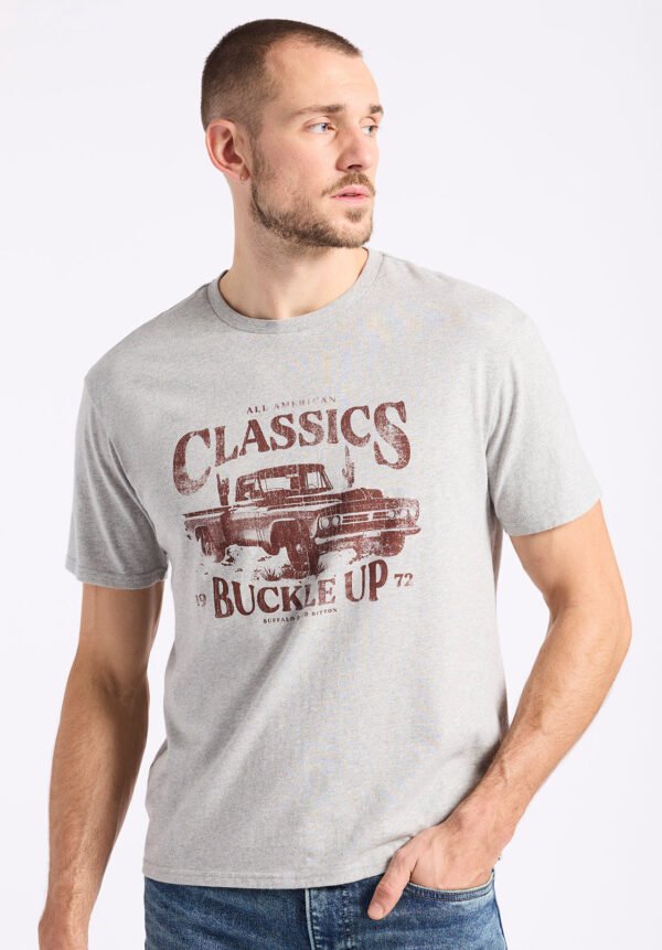 Trige Men's Graphic T-Shirt with Pickup Truck Print. Heather Grey - BM24631