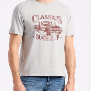 Trige Men's Graphic T-Shirt with Pickup Truck Print. Heather Grey - BM24631