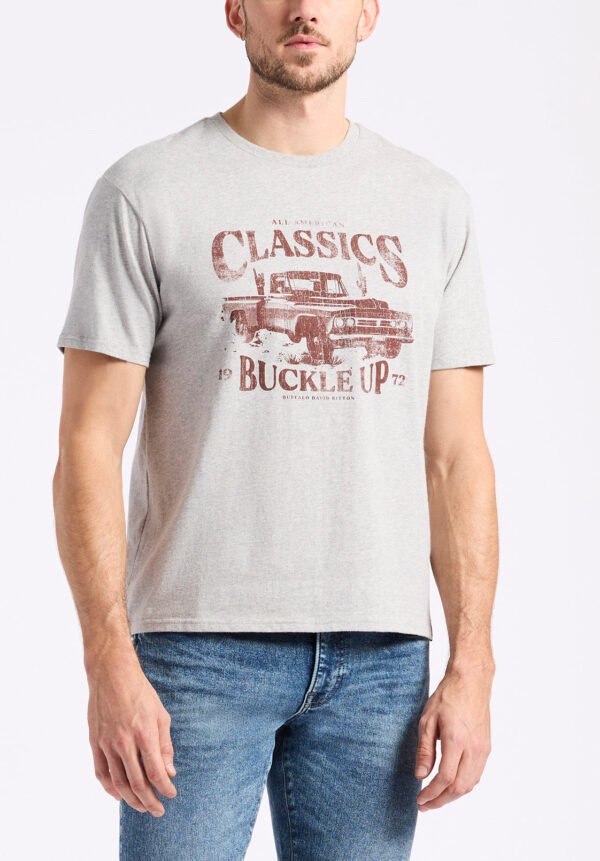 Trige Men's Graphic T-Shirt with Pickup Truck Print. Heather Grey - BM24631