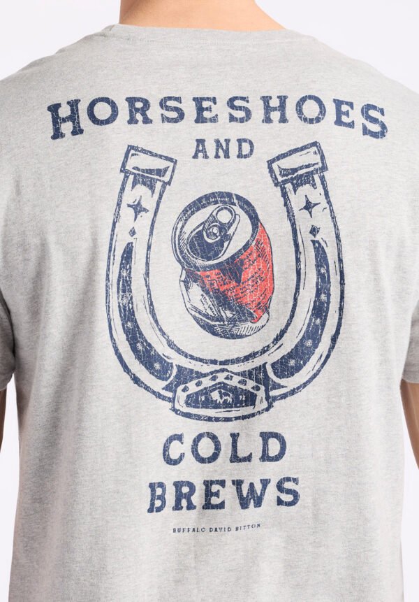 Tastrup Men's Graphic T-Shirt with Horseshoes Print. Heather Grey - BM24637