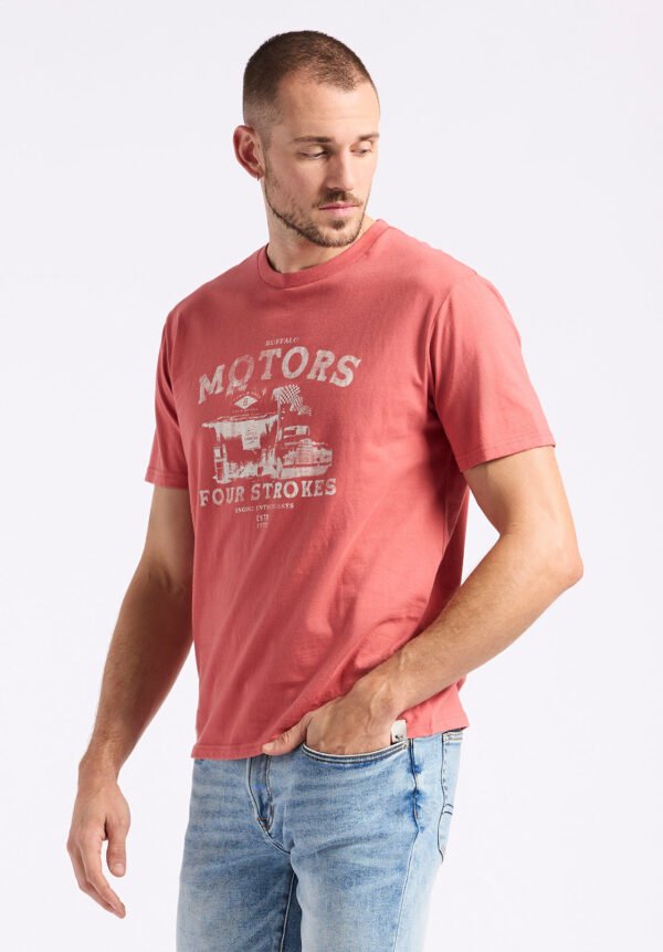 Trokes Men's Graphic T-Shirt with Motors Print. Mineral Red - BM24638