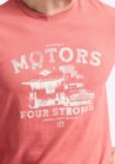 Trokes Men's Graphic T-Shirt with Motors Print. Mineral Red - BM24638