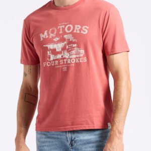 Trokes Men's Graphic T-Shirt with Motors Print. Mineral Red - BM24638