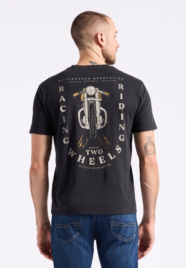 Theels Men's Graphic T-Shirt with Motorcycle Print. Black - BM24639