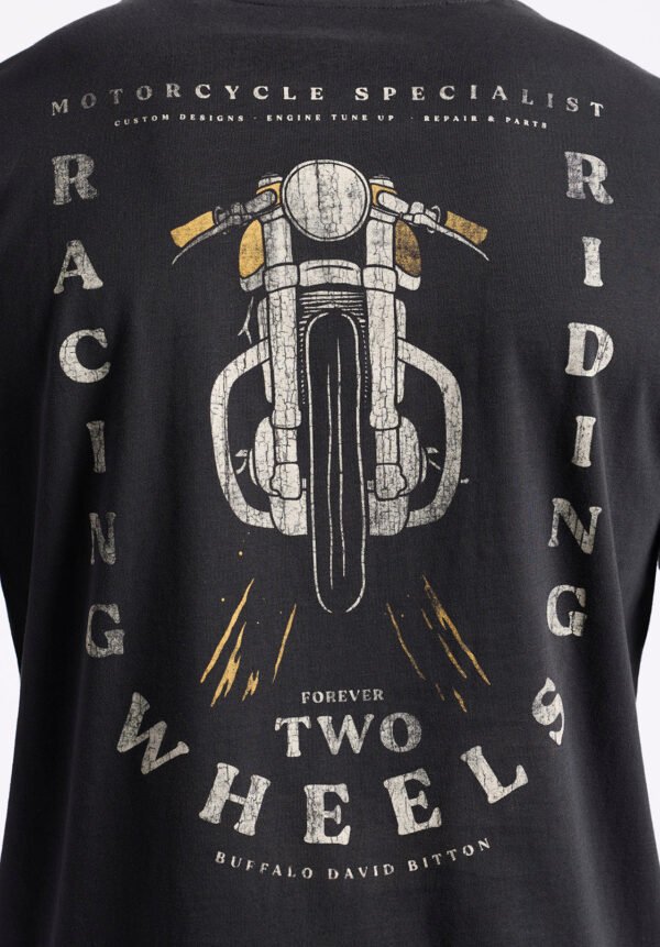 Theels Men's Graphic T-Shirt with Motorcycle Print. Black - BM24639