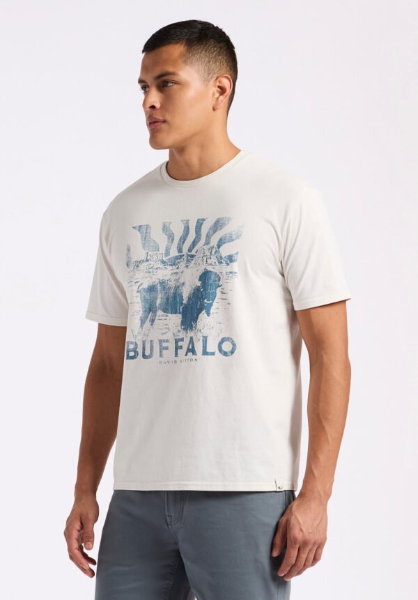 Tison Men's Graphic T-Shirt with Buffalo Print. Milk - BM24645