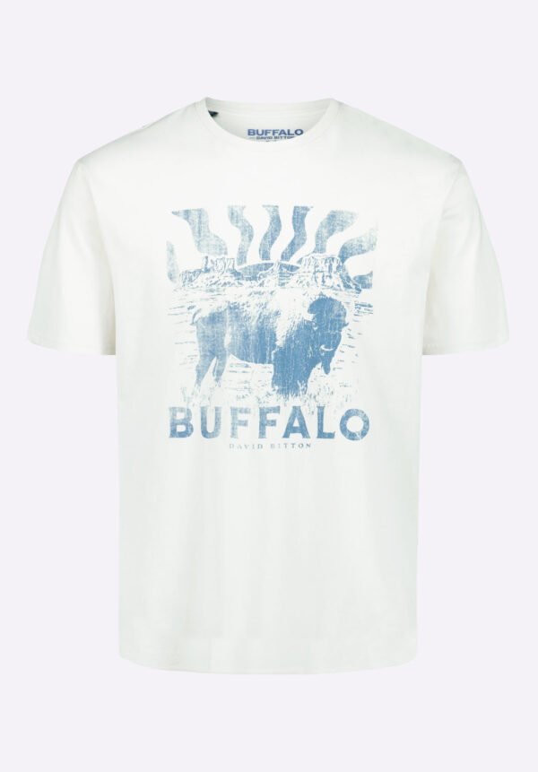 Tison Men's Graphic T-Shirt with Buffalo Print. Milk - BM24645