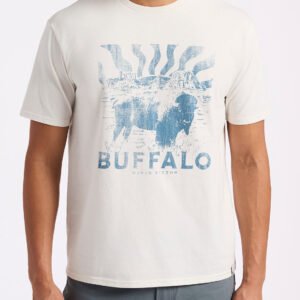 Tison Men's Graphic T-Shirt with Buffalo Print. Milk - BM24645