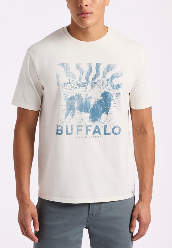 Tison Men's Graphic T-Shirt with Buffalo Print. Milk - BM24645