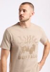 Tison Men's Graphic T-Shirt with Buffalo Print. Tuffet Beige - BM24645