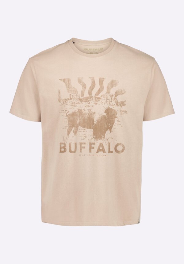 Tison Men's Graphic T-Shirt with Buffalo Print. Tuffet Beige - BM24645