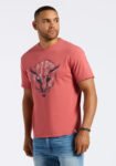 Tarz Men's Graphic T-Shirt with Bull Skull Motif. Miniral Red - BM24649