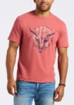 Tarz Men's Graphic T-Shirt with Bull Skull Motif. Miniral Red - BM24649